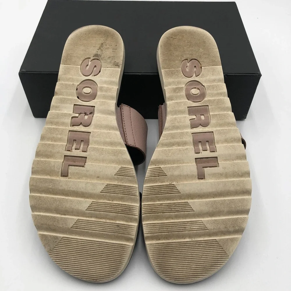 Sorel Ella II Slide Sandals‎ Women's 8 Mauve Pink Leather Slip On Comfort Shoes
